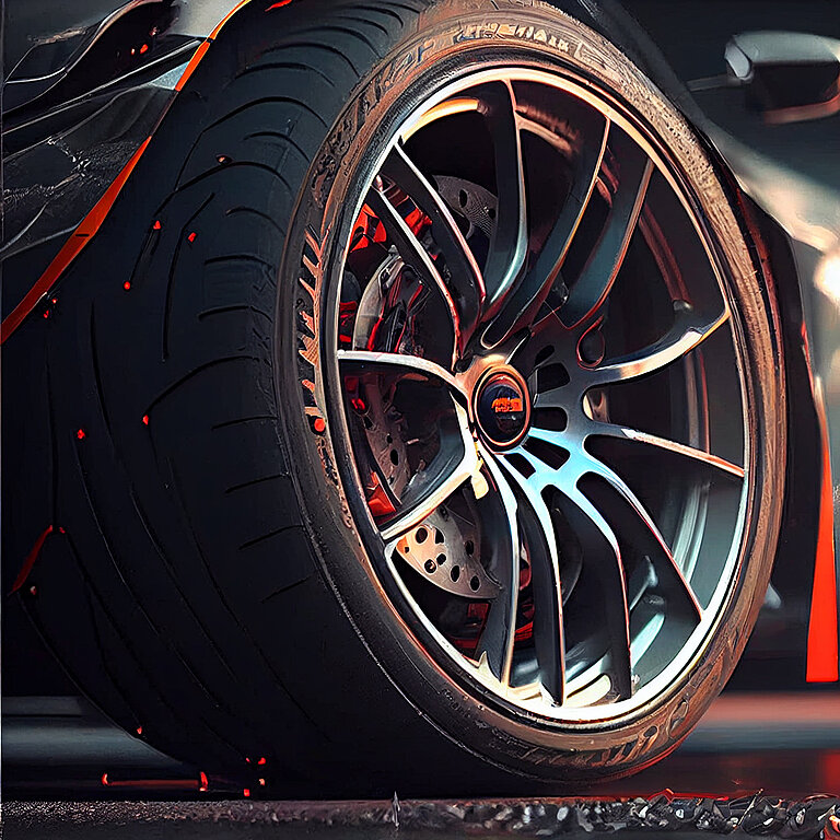 aluminium rim of sport car wheel. Detail background